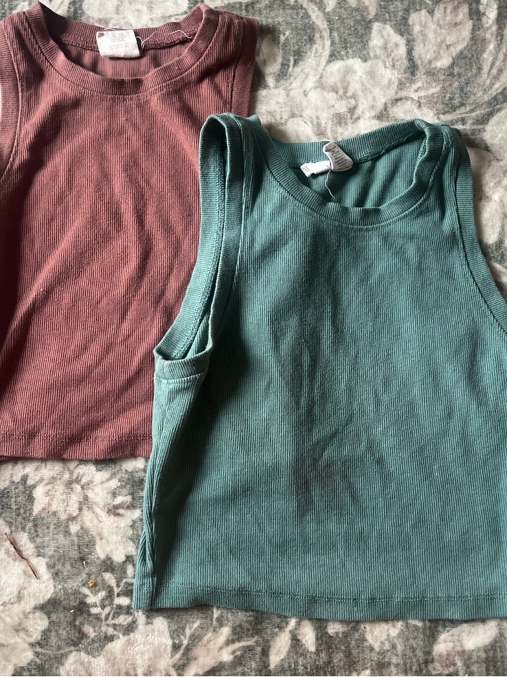 H&M Ribbed Tank Tops in Teal and Mauve - Set of 2